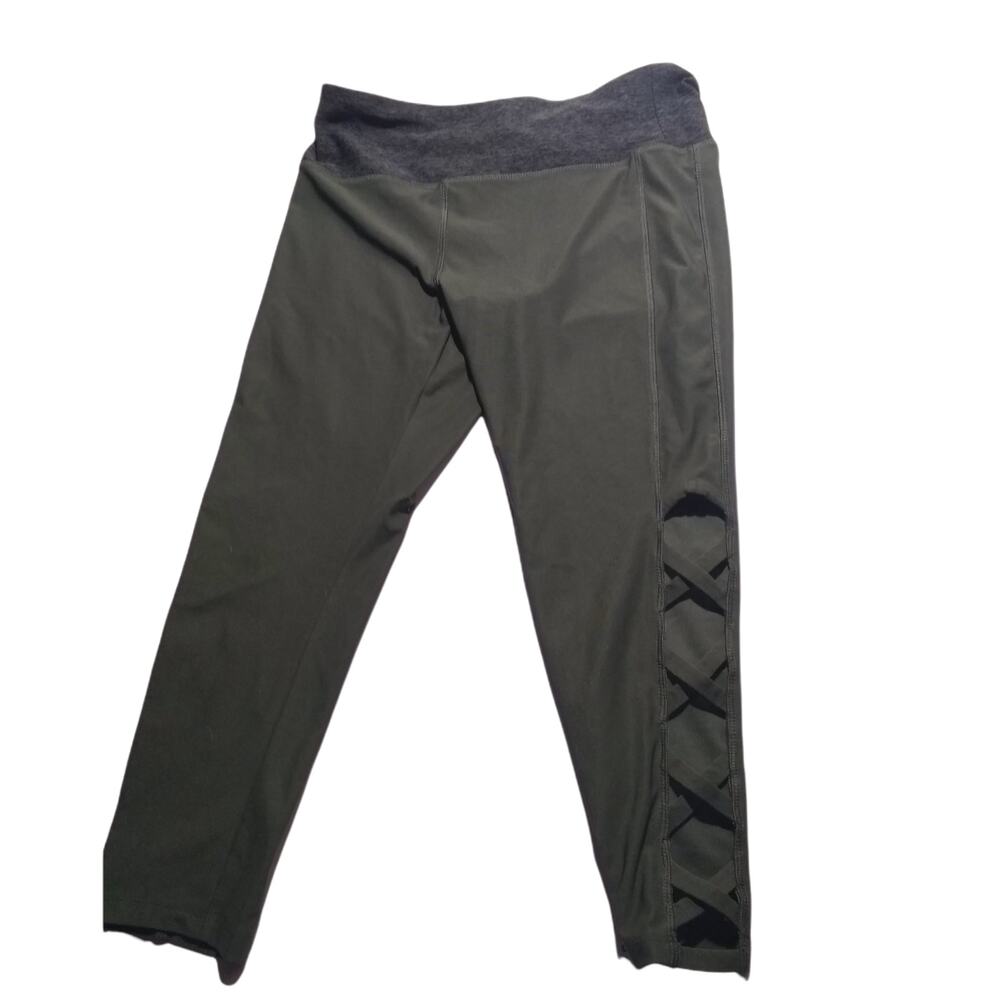 Vogo by Athletica Women's Large Leggings Green with Lattice Accents